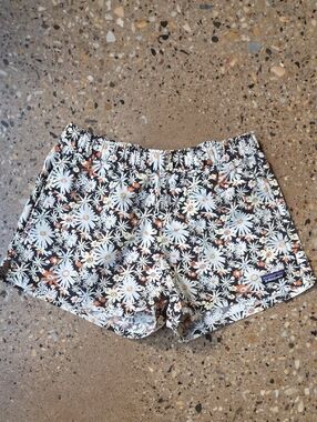 Patagonia Baggies Black Floral Daisy Athletic Shorts Size S
